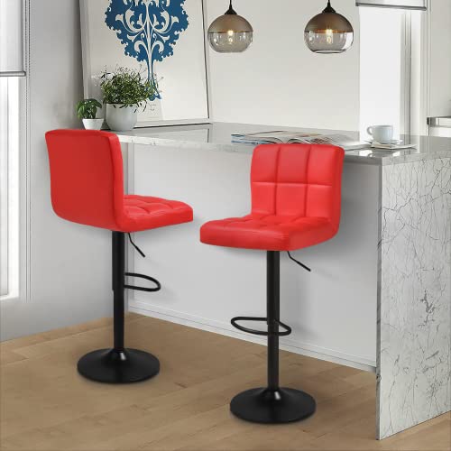 Magshion Square Back Bar Stool Set Of 2 Blue Counter Height Barstools Swivel Pu Leather Bar Chairs Home Kitchen Stools #TOP1