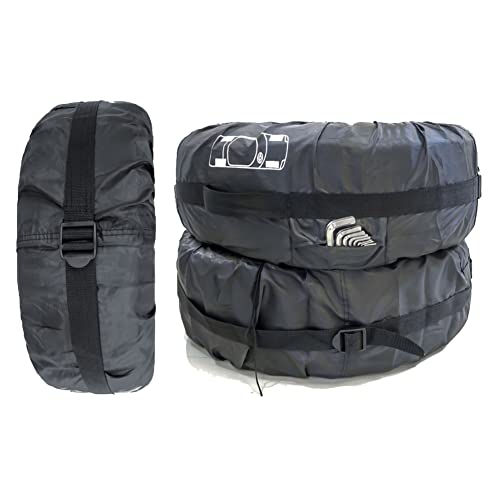 Image of Spare Tire Cover Set of 4 Waterproof with Handle Wheel Storage Bag for SUV Truck Camper Trailer RV Wheel Protector Cover with 4pcs Wheel Felt