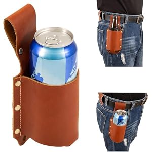 QCWN Beer Holste Belt PU Leather Beer Holder Belt Buckle Beer Holder Western Gifts and Cowboy Accessories Fun Beer Jacket for Cowboy Gun Holster Costume Beer Gifts