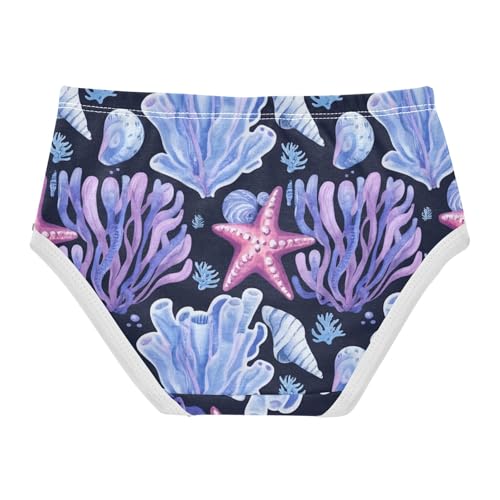Animals Toddler Girls Underwear 2t Cotton Panties for Girl Watercolor Seashells Blue Purple Briefs Undies Kids2