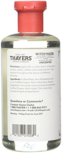 Thayers Alcohol-Free Unscented Witch Hazel And Aloe Vera Formula Toner 12 Oz. (Pack Of 2) #TOP2