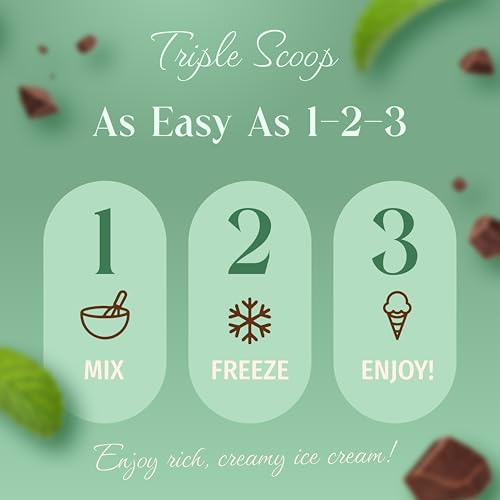 Triple Scoop - Premium Mint Choc Chip (2) Ice Cream Mix For Ice Cream Maker. Simple, Easy, Delicious. From Gourmet Mix To Maker in 5 Minutes, Makes 2 Creamy Qrts, Made in USA (2 Pack, Mint Choc Chip)