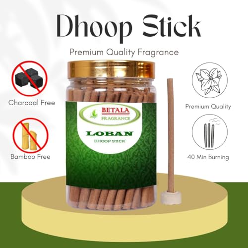 Image of Betala Fragrance Flavour Dhoop Sticks for Pooja, Pack of Gm Dhup Batti with Holder, Agarbatti, Incense Stick, Sandal, Cones, Cup, Sambrani (800 Gm, LOBAN)