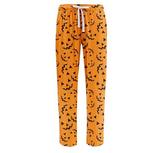DuDubaby Halloween Pants Mens Pumpkins Pajama Sleepwear Lounge Pjs Pajama Bottoms for Men Sleep Soft Print3