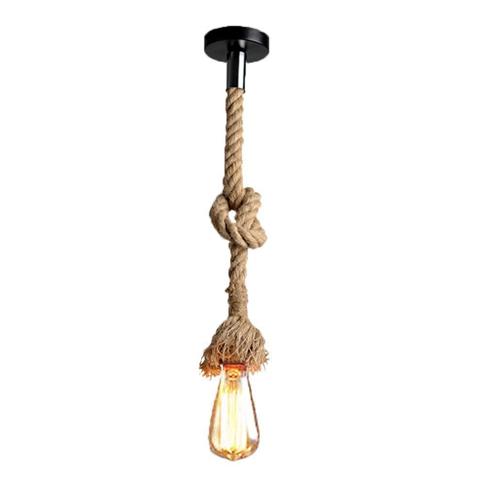 Pendelleuchte Mit Hanfseil & 2 E27 Fassungen – Vintage Industriestil, 50+50 Cm, Ohne Birne