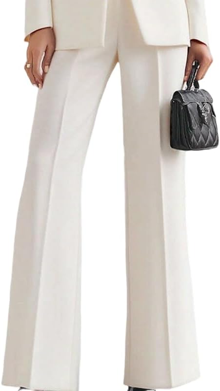 Oshoplive Women's Fitting Flare Dress Pants High Waisted Stretchy Trousers Business Casual Office Slacks Work