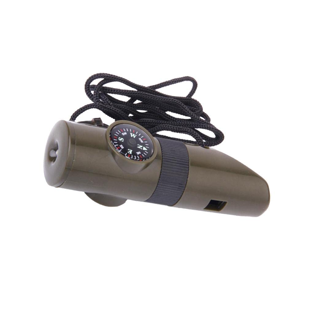 Loom Tree 7-in-1 Multifunctional Compass Flashlight Magnifier Thermometer LED Emergency Survival Whistle for Outdoor Hiking Camping Accessory-image-5