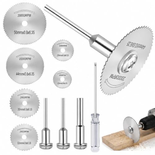 Image of 10pcs Drill Saw Blades for Dremel Rotary Tool, 6pcs HSS Cutting Discs with Screwdrive and Mandrels 22-50mm Wheel Cutting Blades Set Rotary Tool Saw Discs for Wood Metal Plastic Aluminum DIY Projects