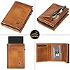 Fa.Volmer ® POP-UP Kartenetui mit Münzfach aus Echtleder für Herren & Damen | 11 Karten | RFID Schutz | Geldbörse (Cognac, Kleines Münzfach) #2