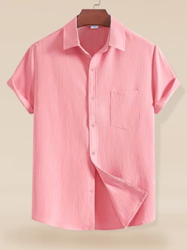 Image of Tee Projekt Solid Shirt for Men's ||Pop corn Shirt|| Solid Shirt for Men's|| Casual Shirt for Men||Half Sleeve Spread Collar Shirt for Men