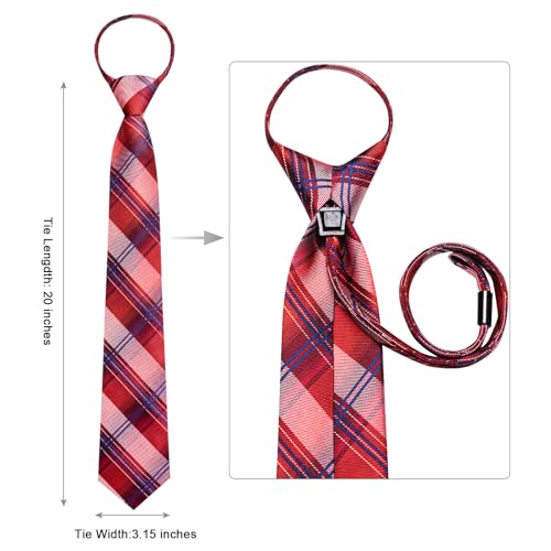 Image of Hi-Tie Zipper Ties for Men Pre-tied Tie Set Lapel Pin Pocket Square and Cufflinks Formal Business Wedding Adjustable Necktie