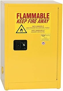 Eagle 12 Gallon Steel Flammable Liquid Storage Cabinet, Space Saver, 1 Shelf, 1 Manual Closing Door Fire Cabinet for Gasoline, Yellow, 1925X