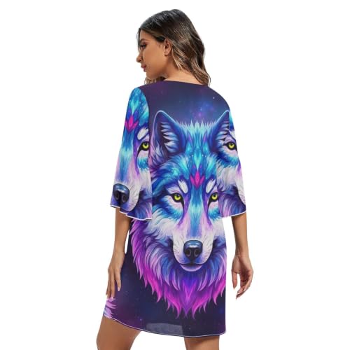 Robe d'été pour femme Cool Wolf imprimée en mousseline violette - 2