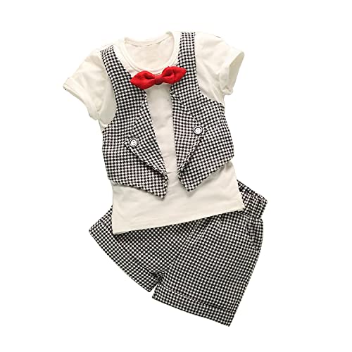 Rasayan Boy’s and Girl’s Summer Stylish White & Black Multicolour Top And Multicolour Shorts Casual Clothing Sets