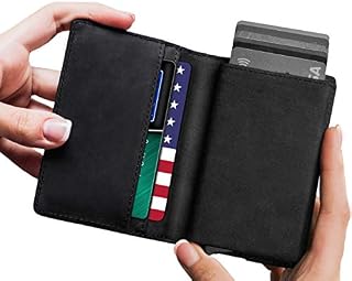 Leather RFID Minimalist Wallet - Wallets for Men with Slim Pop-up Card Holder
