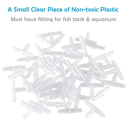 Image of Pawfly 40-Piece Aquarium Air Valve Connector White Plastic Inline Tubing, 3-Way T & Straight Aquarium Airline Tubing Connector