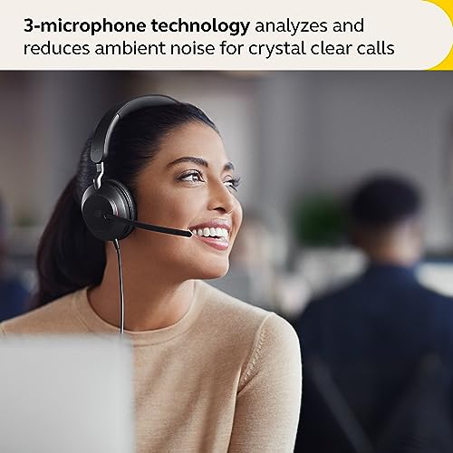 Jabra Evolve2 40 SE Wired Stereo Noise-Cancelling Headset - Features 3-Microphone Call Technology and USB-C Cable - MS Teams Certified, Works with... - Image 3
