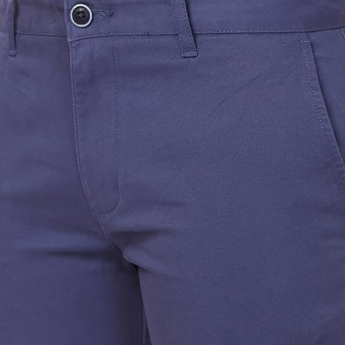 Image of Parx Low Rise Tapered Fit Cotton Blend Solid Pattern Flat Front Casual Trouser