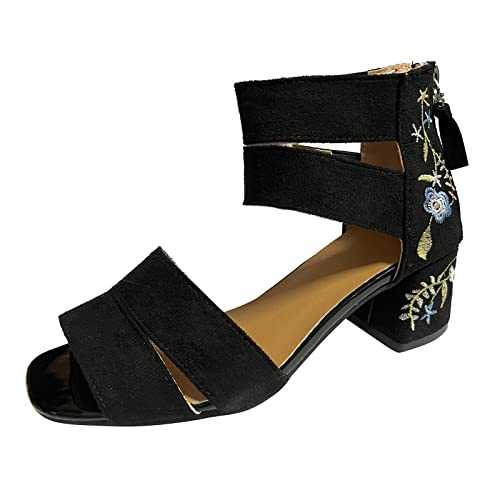 Sandales d'été pour femme avec broderies fleurs pour vos sorties en extérieur