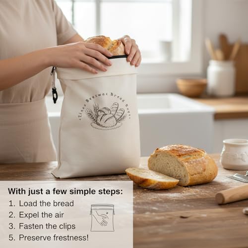 Bolsas de pan de cera de abejas reutilizables de algodón orgánico 5