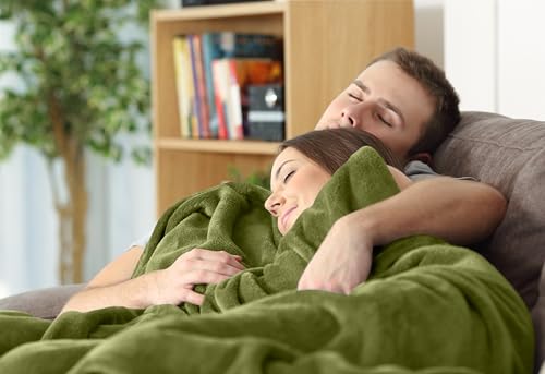 Image of Utopia Bedding Fleece Blanket Full Size Olive 300GSM Luxury Fuzzy Soft Anti-Static Microfiber Bed Blanket (90x84 Inch)