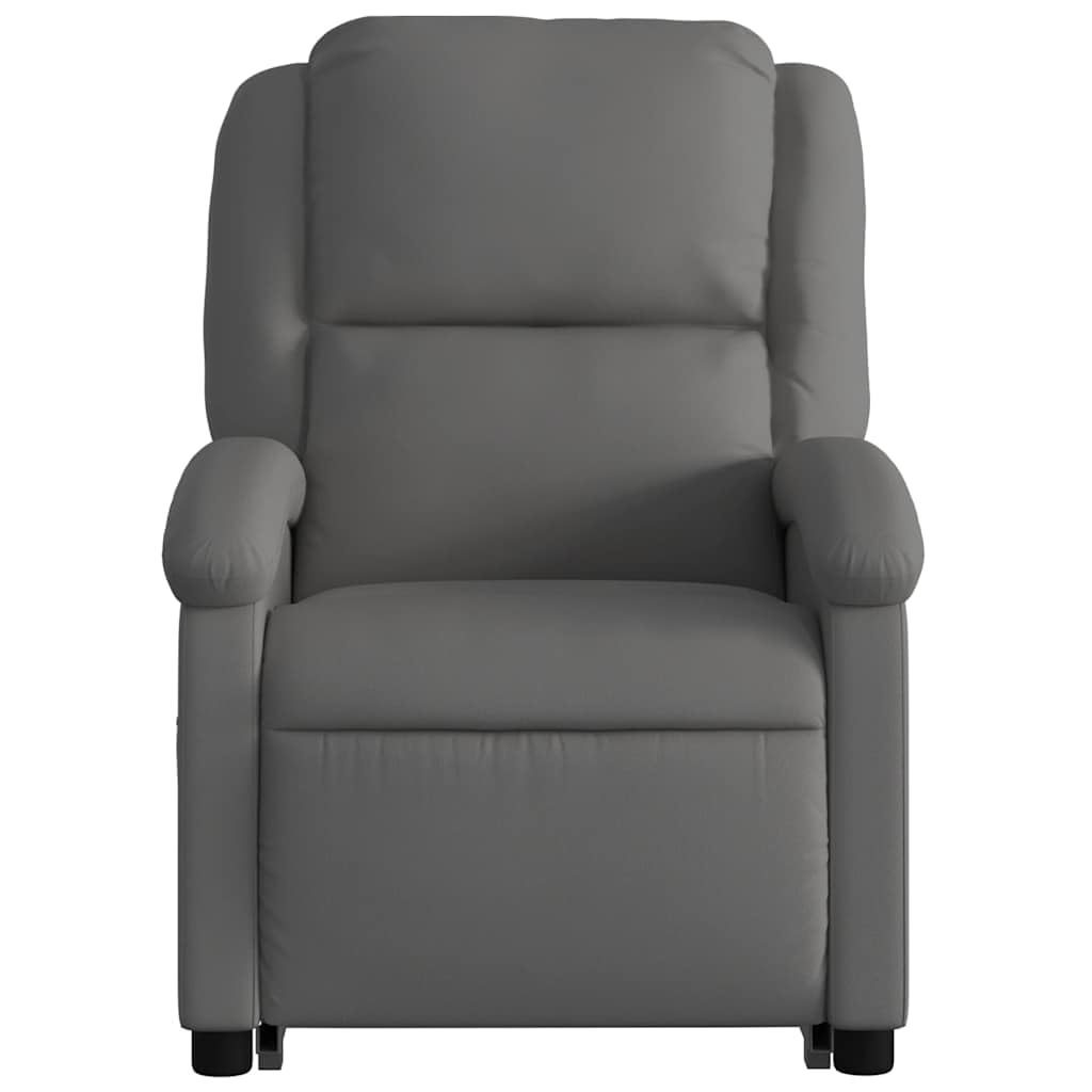 Sillón elevador eléctrico con masaje reclinable gris de piel, 6 puntos de vibración, elevación e inclinación automática, cómodo asiento acolchado, marco estable