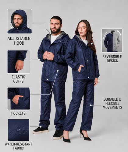 Image of La' exclusivite Fayoria Unisex Reversible Waterproof Raincoat for Men