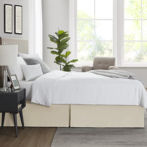 Image of Nestl Cream Full XL Bed Skirt - Full XL Size 14 Inch Drop - Brushed Microfiber Hotel Quality Pleated Bed Skirt - Shrinkage & Fade Resistant