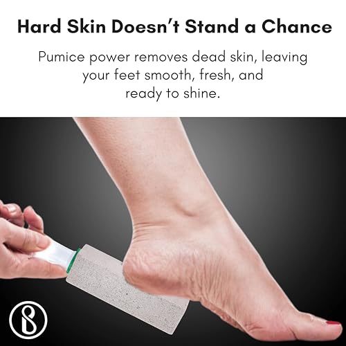 Image of Beaute Secrets Pumice Stone with Handle for Feet | 3 Replaceable Heads | Cracked Heel & Callus Remover | Dead Skin Foot Scrubber | Pedicure Tool for Men & Women, Grey