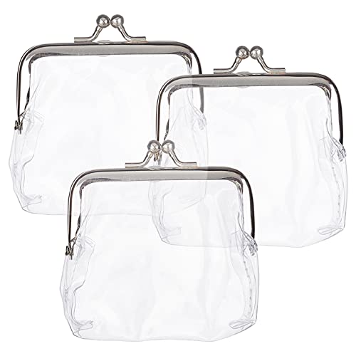 Image of GORGECRAFT Clear Purses Transparent Change Purses Waterproof PVC Jelly Wallets Iron Kiss Lock Pouches Card Holders for Women Credit Cards Cash Carrying Your Change Supplies