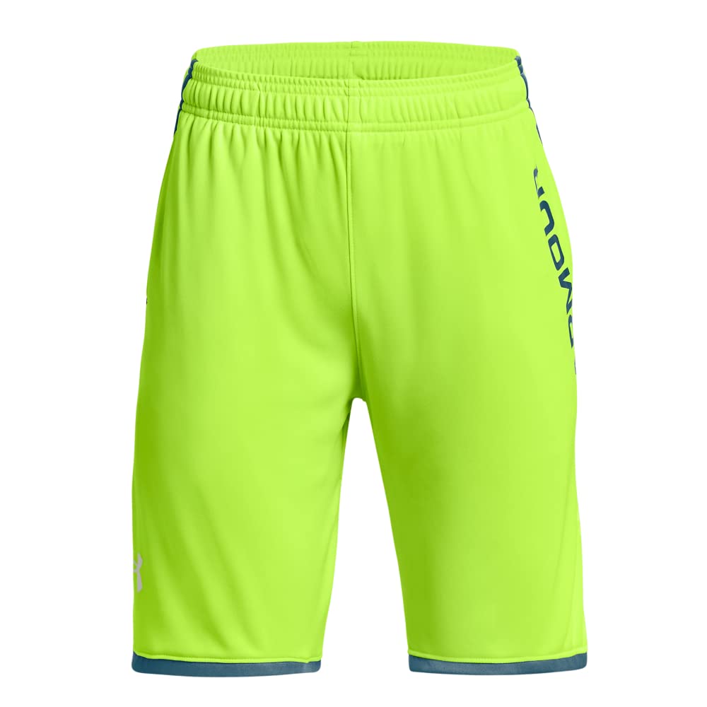 Under Armour Boys' Standard Stunt 3.0 Shorts, (370) Lime Surge/Static Blue/White, Youth Medium
