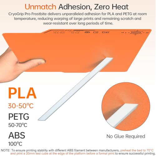Image of BIQU Cryogrip Pro Frostbite Matte Orange Cold Build Plate for Bambu-Lab P1S /P2S /P1P /X2D /X1C /X1E /A1 3D Printer 257x257MM Double-Sided Upgrade Room Temperature Print Removable Surface Platform