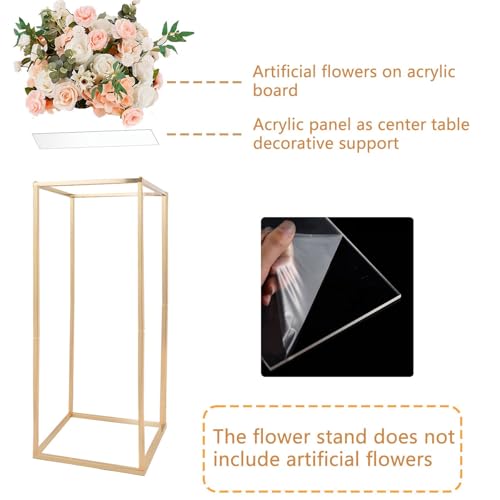 Image of 31.5Inch Gold Flower Stand Centerpieces for Wedding,Metal Column Geometric Flower Stand Tall Floor Vase for Table Decorations Event Home Party( 5pcs)