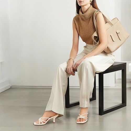 Women's Strappy Square Open Toe Kitten Heels Sandals Knotted Design Summer Fashion Slip On Mule Style2