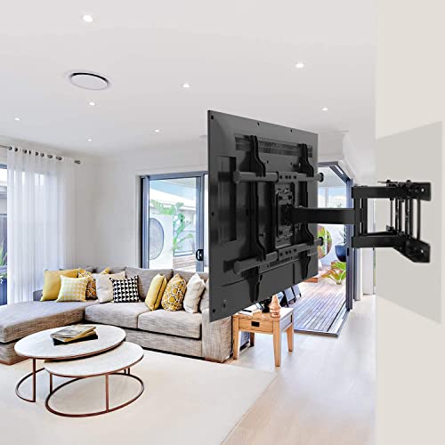 Full Motion Tv Wall Mount Articulating Arms Swivel Tilt Rotation For Most 37-75 Inch Oled, Lcd, Led Flat Curved Tvs, Extension To 24 Inch Wood Stud Up To 132Lbs Max Vesa 600X400Mm By Pipishell #TOP5