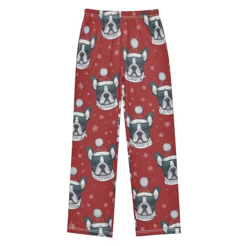 ZZXXB Winter Bulldogs Boys Long Pants Soft Trousers Elastic Waist Kids Lounge Bottoms with Pockets S-XL