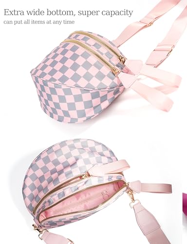 Image of FEIBOON Spacious Checkered Nylon Crossbody Bag Bum Bag Handbags Wallets for Women