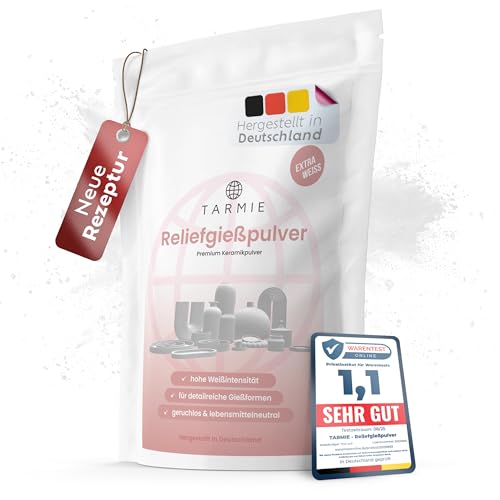 TARMIE Reliefgießpulver – Modelliermasse lufttrocknend I Gips zum gießen I Silikonformen Gießformen I Gießpulver I weiß, 1kg, für DIY-Kreativprojekte zum Modellieren & Gießen