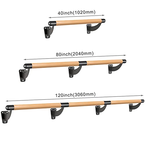 Seleware Wall Mount Traditional Ballet Barre System Wood Ballet Bar Heavy Duty Danch Bar For Home Barre Movements Body Stretch, Practice Your Foot Positions 1.5 Inch Dia 3-10Ft Long #TOP1