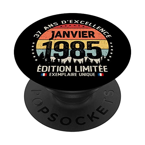 37 años Anniversario mujer hombre regalo 37 años enero 1985 PopSockets PopGrip Intercambiable
