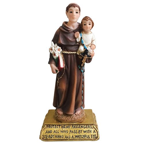 Estatua de San Antonio de 12.7 cm en resina marrón y blanco miniatura 2