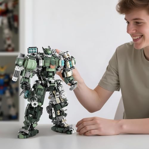 Image of SKY LINE OCEAN Large Mech Robot Building Blocks Set (1403+ PCS) | Motorized Industrial Style Warrior Model with Weapons | Fully Articulated Collectible for Ages 14+ | 5 Year Structural Warranty