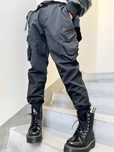 MOKEWEN Men's Women Pockets Casual Goth Punk Jogger Cargo Hiphop Techwear Cargo Ankle Pants2