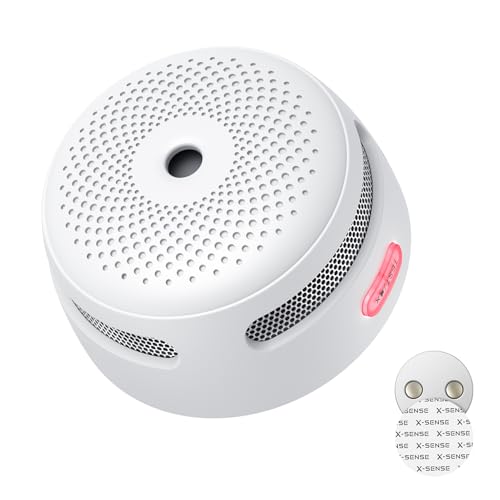 X-Sense Mini Détecteur de Fumée Photoélectrique avec Pile de 10 Ans avec Pad Adhésif Magnétique, Détecteur d’Incendie avec Support Magnétique