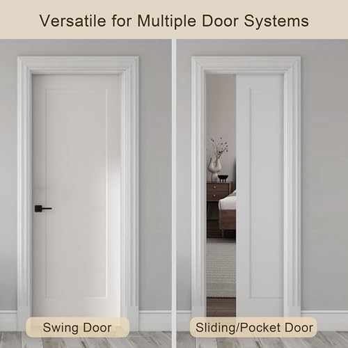 Image of BARNSMITH 28x80 in 1-Panel White Primed Molded Door Slab, Shaker Style Paintable Hollow Core Interior Door Panel, for Pocket, Swing, Sliding Door, Durable and Lightweight, No Assembly Required