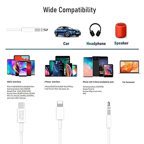 3In1 Car Aux Cable, 3.5Mm Hifi Headset Audio Cord Car Stereo Aux Cable Compatible With All Kinds Of Phone, Pad, Tablet, Pc, Laptop, Mp3 To Work With Car Stereo, Headset, Speaker, Length 3.93Ft #TOP4
