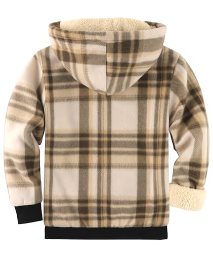 Image of GEEK LIGHTING Boys Flannel Jacket Sherpa Lined Hoodies Zip Up Fleece Plaid Shirt Jackets Winter Outdoor Coat Warm