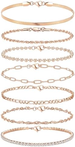 Set 7 Bracciali Cerchi Lisci In Acciaio Inossidabile 304, Colore Oro, Diametro 72mm, Gioielli Donna Impilabili