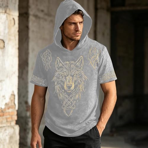 Camisa de manga larga con capucha estilo ropa vikinga medieval y táctica para invierno 2