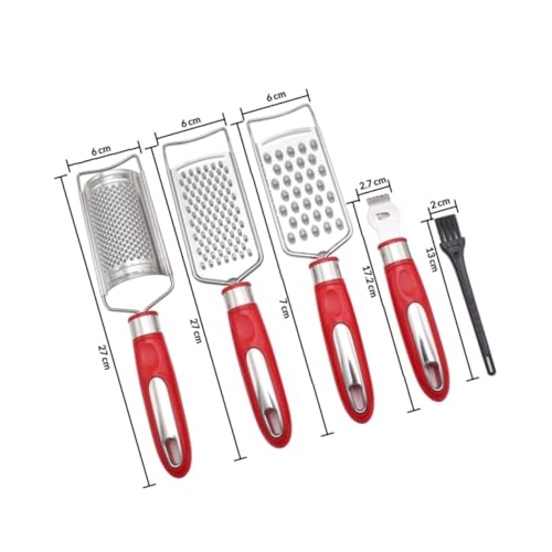 Set de 5 ralladores VICASKY de acero inoxidable y plástico rojo miniatura 2